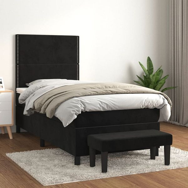 vidaXL Boxspringbett mit Matratze Schwarz 90x190 cm Samt, 3137757