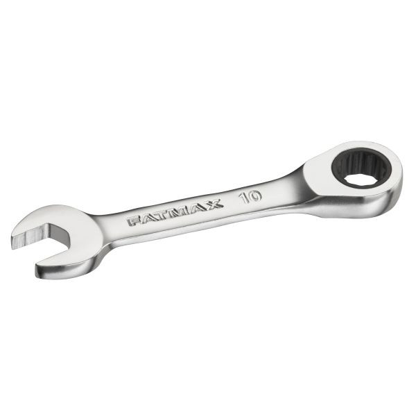 Stanley FATMAX Ringmaulschlüssel mit Ratsche 10 mm, kurze Ausführung, 72 Zähne, 12-Kant, 15° gekröpft, FMMT13098-0