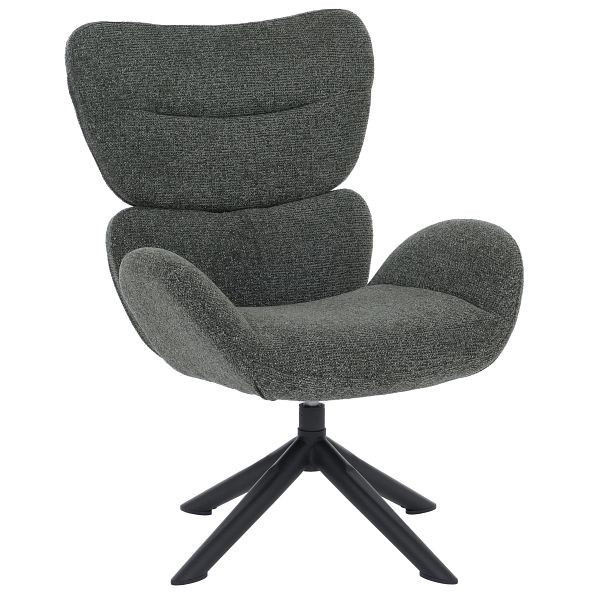 Mendler Loungestuhl HWC-Q53, Sessel Loungesessel Esszimmerstuhl, drehbar Metall Chenille (420g/m²), dunkelgrün, 166529