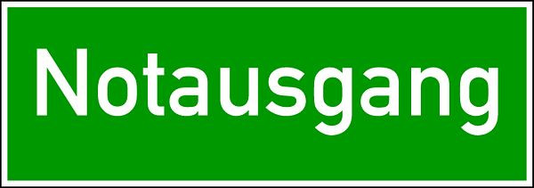 Schilder Klar Wortschild Notausgang, 400x140 mm Folie selbstklebend, 2952/62