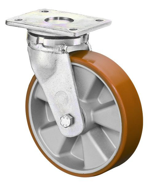 BS Rollen Schwerlastrolle, Breite 50 mm, Ø200 mm, bis 800 kg, Lauffläche Guss-Polyurethan 95 Shore A, Radkörper Aluminium, Kugellager, RR100.B90.200