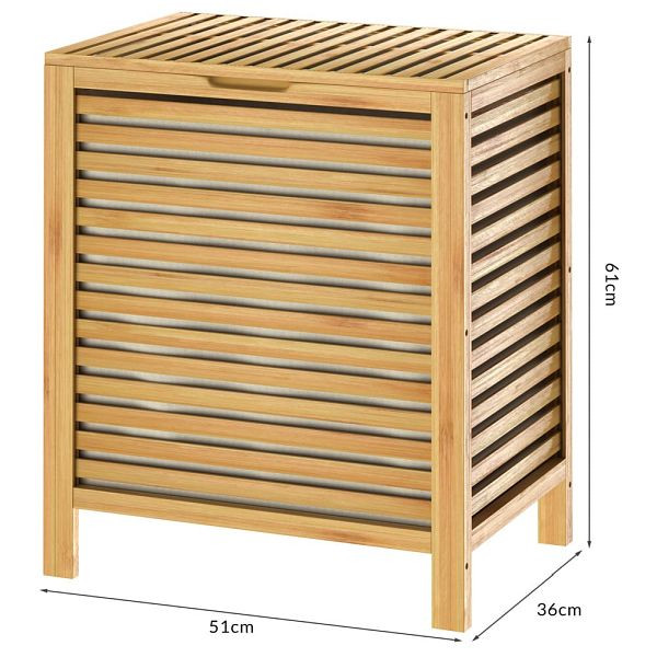 casaria Wäschekorb Bambus 62L Wäschesack herausnehmbar, 107939
