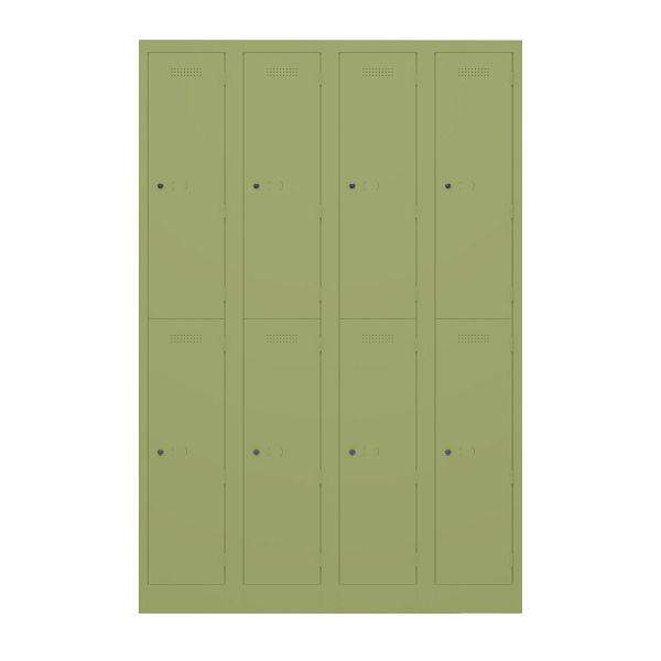 Bisley Garderobenschrank Primary Locker, 4 Abteile, je 2 Fächer, 604 grün, PL3050Q2604
