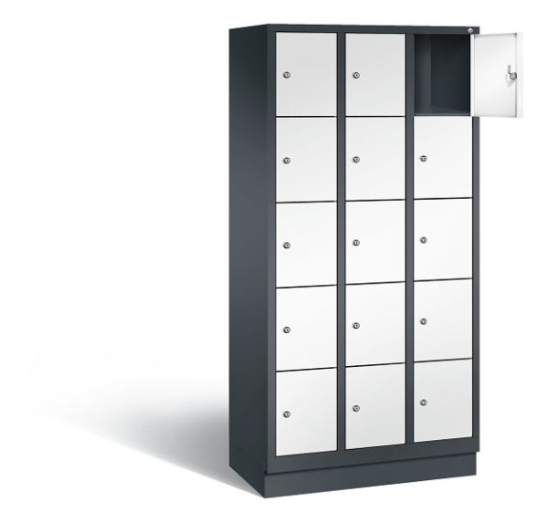 C+P Schließfachschrank Evolo, H1800xB900xT500mm, Farbe: Schwarzgrau / Verkehrsweiß, 48020-305 S10176