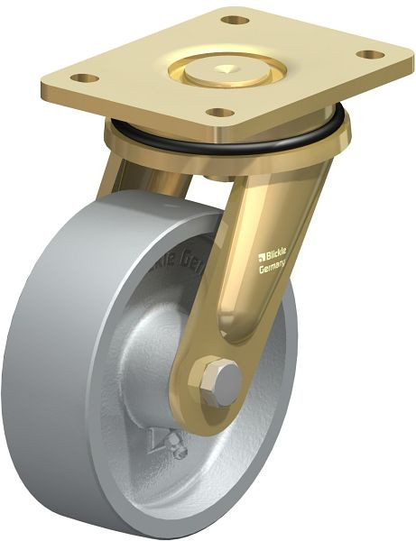 Blickle LS-G 150G Stahlgeschweißte Schwerlast-Lenkrolle, schwere Drehkranz-Ausführung, Guss, Grau, 49445
