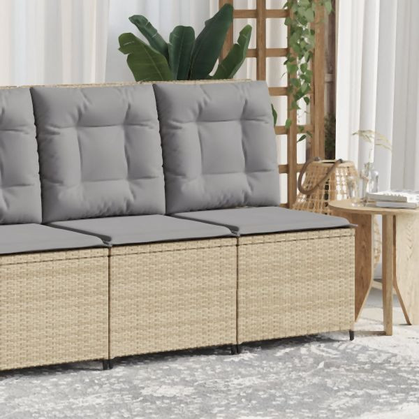 vidaXL Gartensessel mit Liegefunktion und Kissen Beige Poly Rattan, 368976