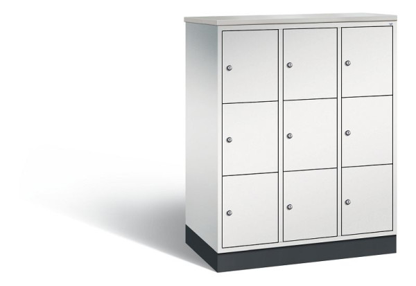 C+P Schließfachschrank Intro, 9 Fächer, H1255xB920xT490 mm, Grau/DBS Hellgrau, 8573-301 S10409