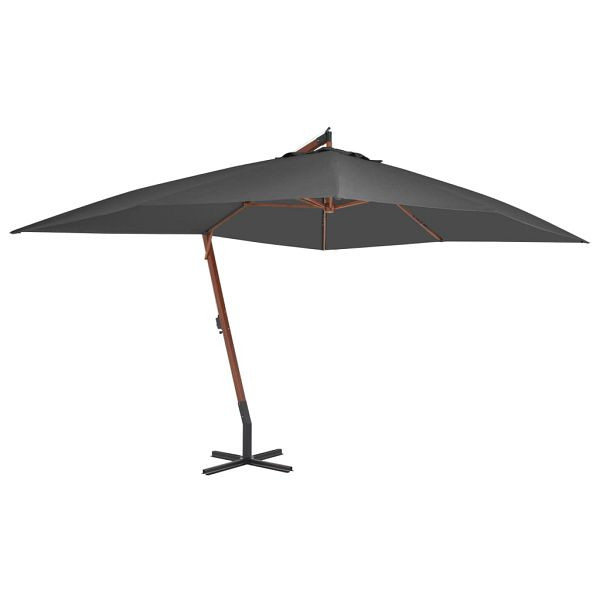 vidaXL Ampelschirm mit Holzmast 400x300 cm Anthrazit, 44491