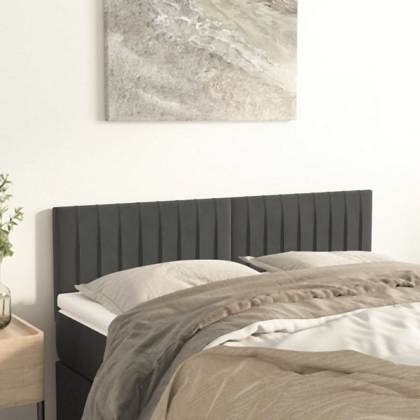 vidaXL Kopfteile 2 Stück Dunkelgrau 72x5x78/88 cm Samt, 346251