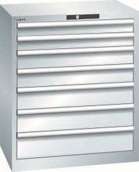 LISTA Schubladenschrank 36x27E (BxTxH) 717x572x850mm KEY Lock, Lichtgrau, 7 Schubladen, Fronthöhen: 75 - 150 mm, 78.572.020