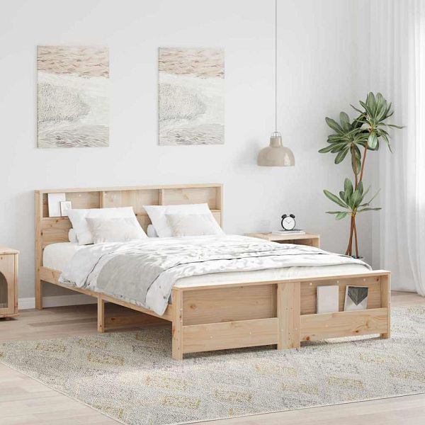 vidaXL Bettgestell mit Kopfteil Braun 160 x 200 cm Massivholz Kiefer, 3394219