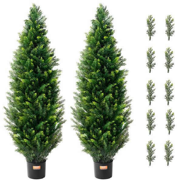 VEVOR 2er-Set Künstliche Zeder Formschnittbaum Kunstpflanzen PE Zypresse 121,9cm, XSRGXJS48YCA5XA8BV0