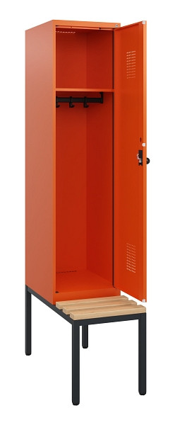 C+P Spind Evolo PLUS, 1 Abteil, 1950x400x815mm, 2004/2004, Drehriegel, Sitzfläche Holz, Sitzbank, 0490505-12 S10030