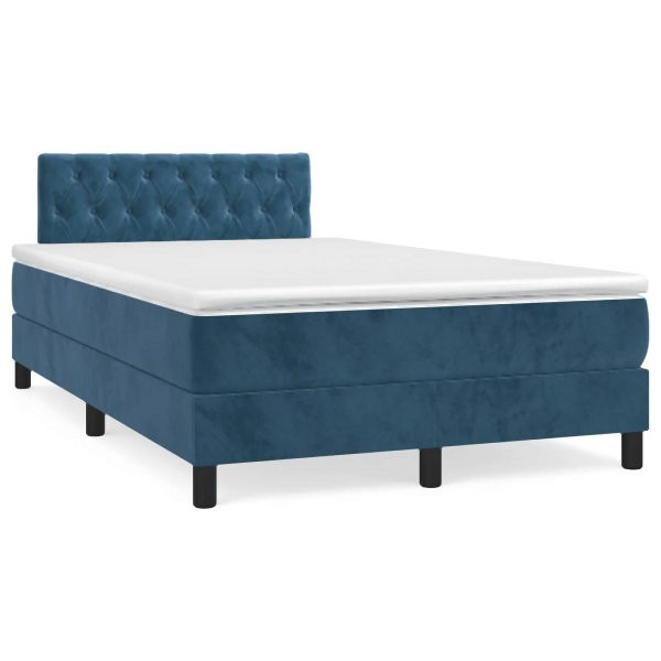 vidaXL Boxspringbett mit Matratze & LED Dunkelblau 120x190 cm Samt, 3270175