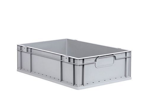 DENIOS classic-line Euro-Stapelbehälter B, graue Griffmulden, PP, 600 x 400 x 170 mm, VE: 5 Stück, 265191