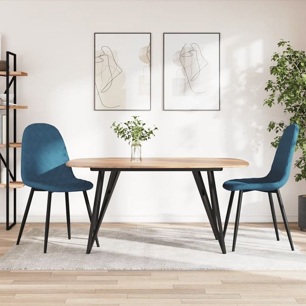 vidaXL Esszimmerstühle 2 Stück Blau Samt, Füllung: Schaumstoff, 325645