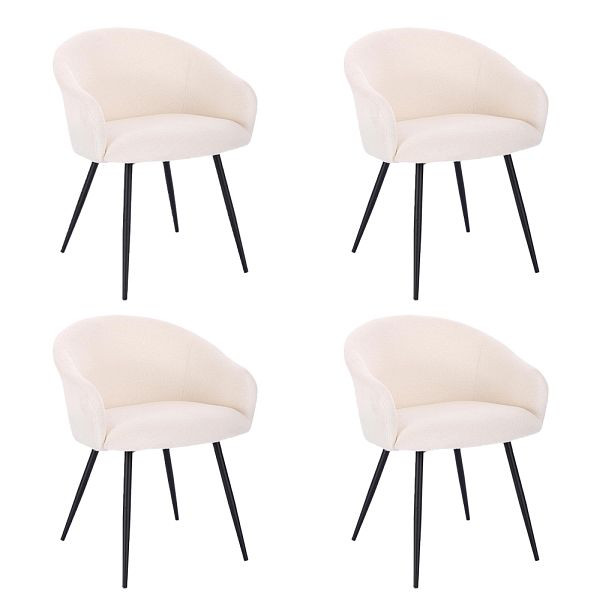 HOME DELUXE Esszimmerstuhl CELESTE Bouclé Weiß - Stückzahl: 4, 55958