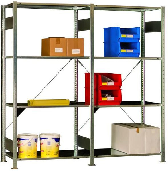KLW Grund-Steckregal, verzinkt, 2000 x 1054 x 534 mm, mit 4 verstellbaren Fachböden, 6520-1020050-Z150G