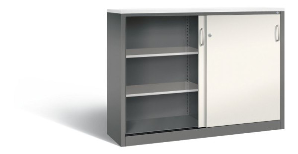 C+P Sideboard mit Schiebetüren Acurado, H1200xB1600xT400mm, Farbe: Vulkangrau / Perlweiß, Bügelgriff, 3 OH, 2147-1200 S10296