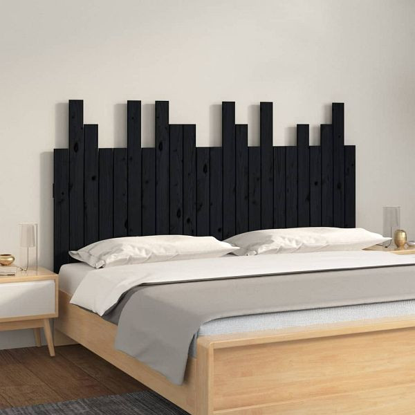 vidaXL Wand-Kopfteil Schwarz 146,5x3x80 cm Massivholz Kiefer, 824797