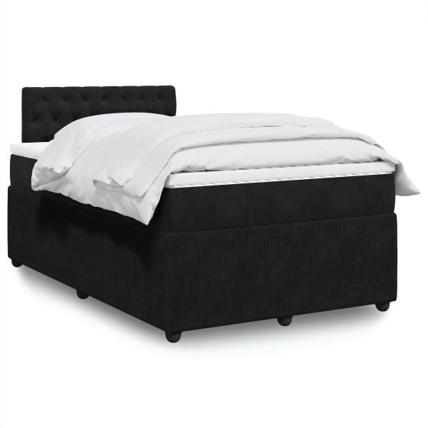 vidaXL Boxspringbett mit Matratze Schwarz 120x190 cm Samt, 3289994