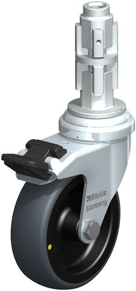 Blickle LRA-TPA 75G-FI-ELS-E03 Apparate-Lenkrolle mit Expander & Feststeller, Thermoplastisches Gummi-Elastomer, Grau, 737573