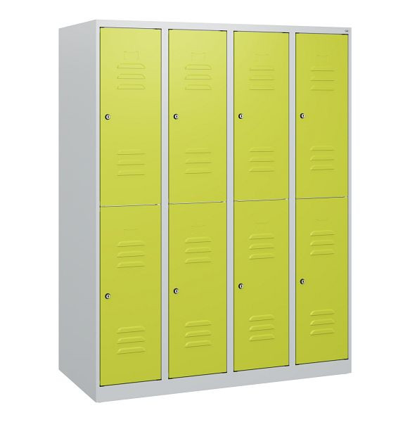 C+P Doppelstöckiger Spind Classic PLUS, 4 Abteile, 1530x1200x500mm, 7035/0024, Zylinderschlösser, 0803005-40 S10025