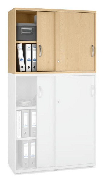 Deskin Schiebetüren-Aufsatzschrank MULTI M pro, Dekor: Buchedekor, BxHxT: 1000 x 750 x 420 mm, 250551
