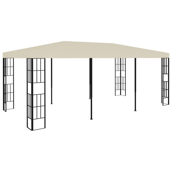vidaXL Pavillon 3x6 m Creme und Schwarz, Stoff, Stahl, 47983