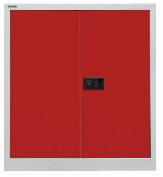 Bisley Flügeltürenschrank Universal, 1 Fachboden, 2 OH, Korpus lichtgrau, Fronten kardinalrot, E402A01506