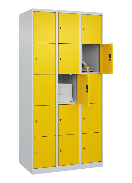 C+P Schließfachschrank Evolo PLUS, 15 Fächer, 1850x900x500mm, 7035/1023, 049000-305 S10001