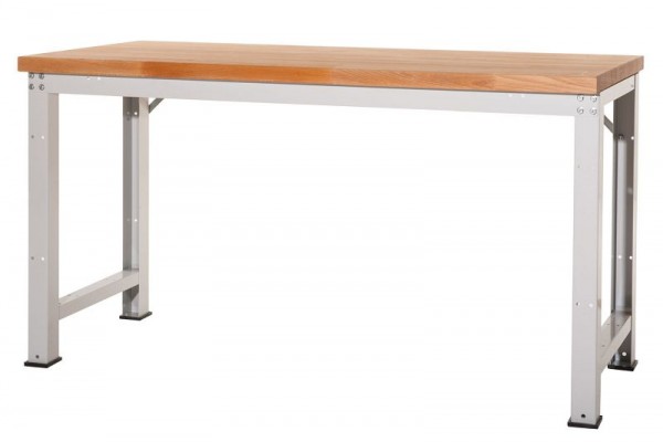 Manuflex Anbauwerkbank PROFI Standard mit massiver Bucheplatte, BxTxH = 1500 x 700 x 840 mm, Resedagrün, WP4052.6011