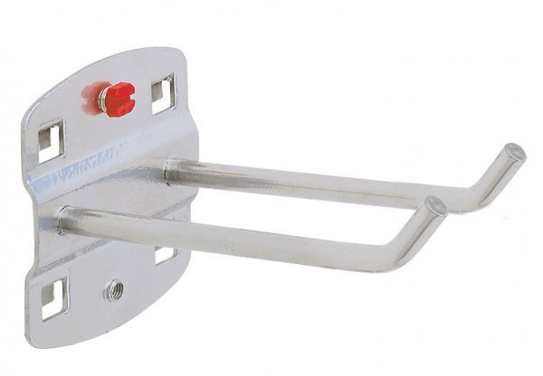 Kappes RasterPlan Doppelter Werkzeughalter, L 75 mm, mit schrägem Hakenende, Ø 6 mm alufarben, 4040.00.3601