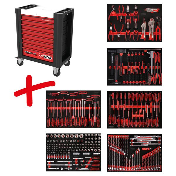 KS Tools PERFORMANCEplus Werkstattwagen-Satz P10, mit 271 Werkzeugen und 6 Schubladen, 810.6271