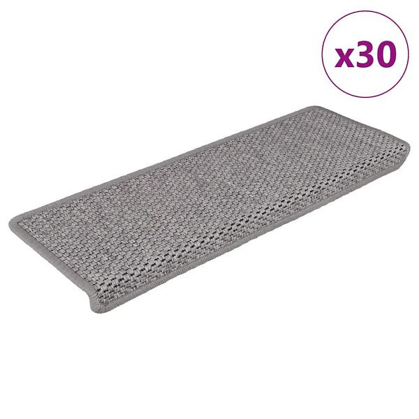 vidaXL Stufenmatten Selbstklebend Sisal-Optik 30Stk. 65x21x4cm Silbern, 3365883