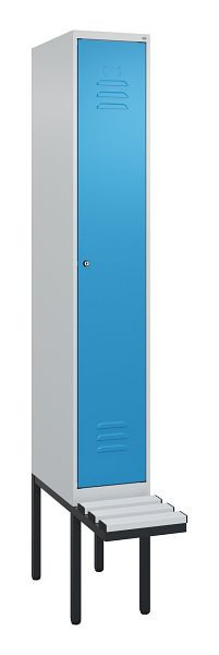 C+P Umkleidespind Classic PLUS, 2120x300x815mm, 7035/5012, Zylinderschloss, 3 Doppel-Haken, 0800407-10 S10019
