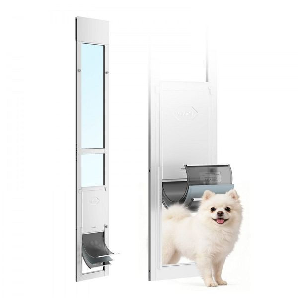 VEVOR Hundeklappe für Glasschiebetür, höhenverstellbar 1927-2049 mm, Aluminiumrahmen, abschließbar, für Hunde, Größe M, HDGMLXCKJBLMR7GGI001V0