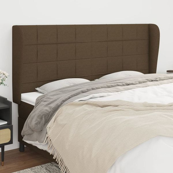 vidaXL Kopfteil mit Ohren Dunkelbraun 183x23x118/128 cm Stoff, 3117973