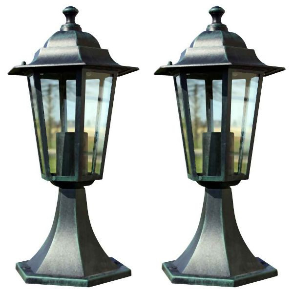 vidaXL Gartenlaternen 2 Stück Dunkelgrün/Schwarz Aluminium, 3057507