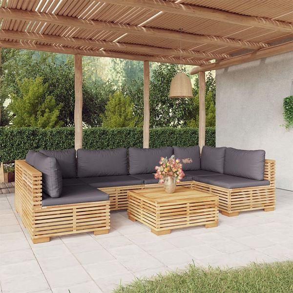 vidaXL 7-teilig Garten-Lounge-Set mit Kissen Massivholz Teak, 3100894