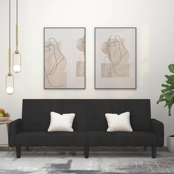 vidaXL Schlafsofa 2-Sitzer Schwarz Samt, Füllung: Schaumstoff, 375780