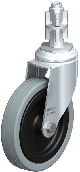 Blickle LKRA-VPA 125G-11-E14 Apparate-Lenkrolle mit Expander, Vollgummi, Grau, 485821
