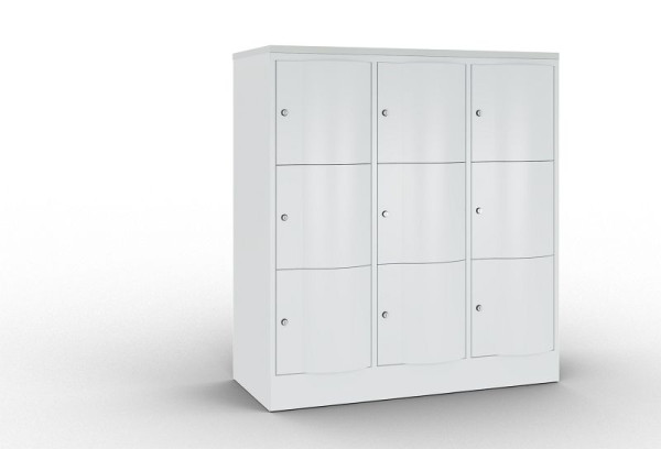 C+P Schließfachschrank Resisto, 9 Fächer, H1255xB1148xT540 mm, Grau/DBS Hellgrau, 8573-372 S10193