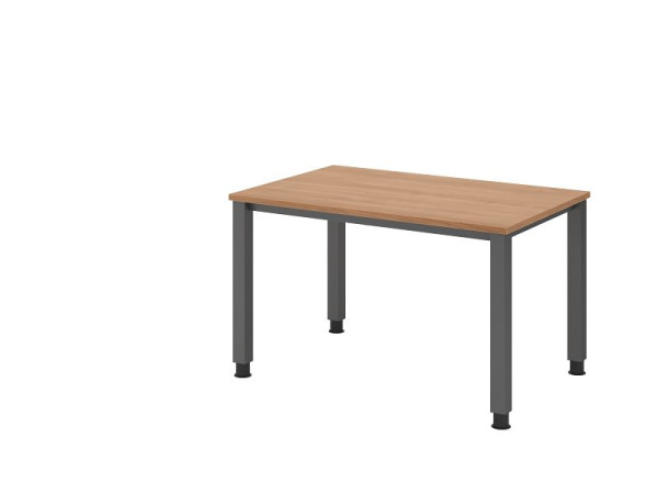 Hammerbacher Schreibtisch QS12, 120 x 80 cm, Platte: Nussbaum, 25 mm dick, 4-Fuß-Gestell in Graphit (ähnlich RAL 7012), Arbeitshöhe 68-83,5 cm, VQS12/N/G
