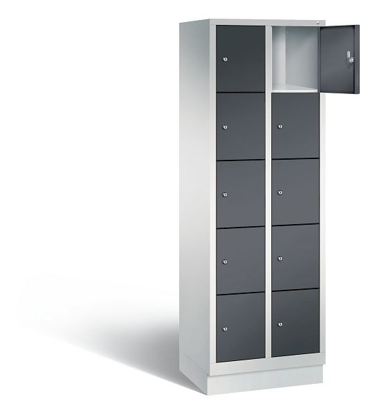 C+P Schließfachschrank Evolo, H1800xB610xT500mm, Farbe: Lichtgrau / Schwarzgrau, 48020-205 S10011