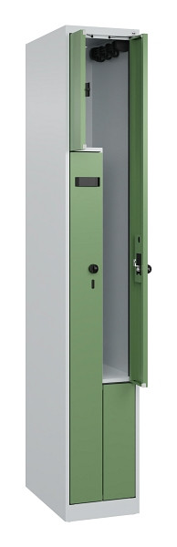 C+P Z-Spind Evolo PLUS, 2 Fächer, 1850x300x500mm, 7035/6011, Drehriegel, 049003-102 S10006