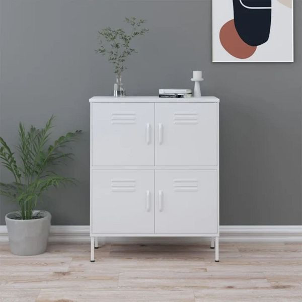 vidaXL Lagerschrank Weiß 80x35x101,5 cm Stahl, Ordnung, 336143
