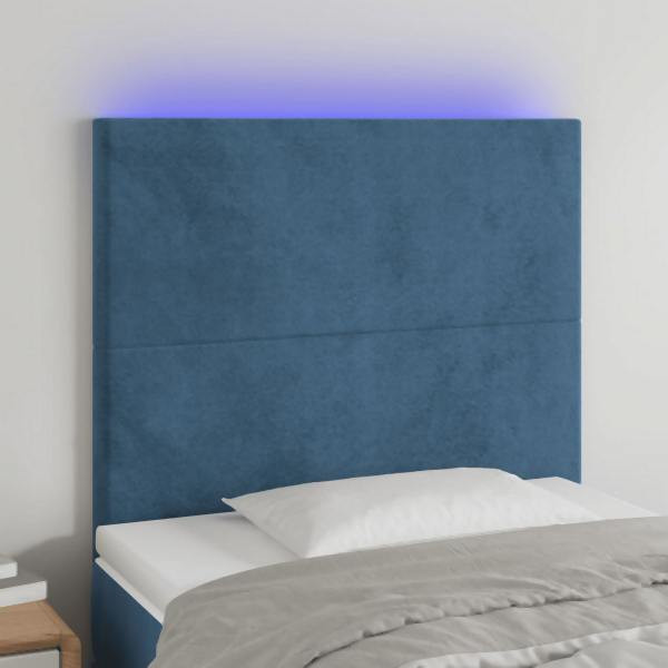 vidaXL LED Kopfteil Dunkelblau 80x5x118/128 cm Samt, 3122178