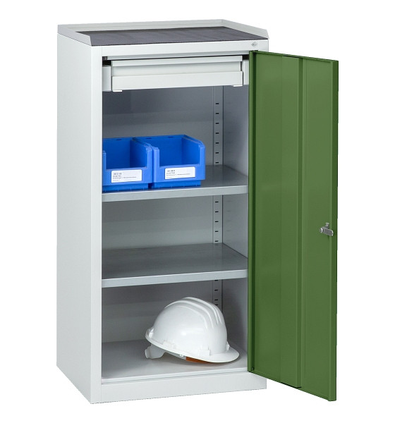 C+P Stahl-Flügeltürenschrank Serie 89, H1000xB100xT500mm, 7035/6011, 1 Tür, 87210-00 S10017