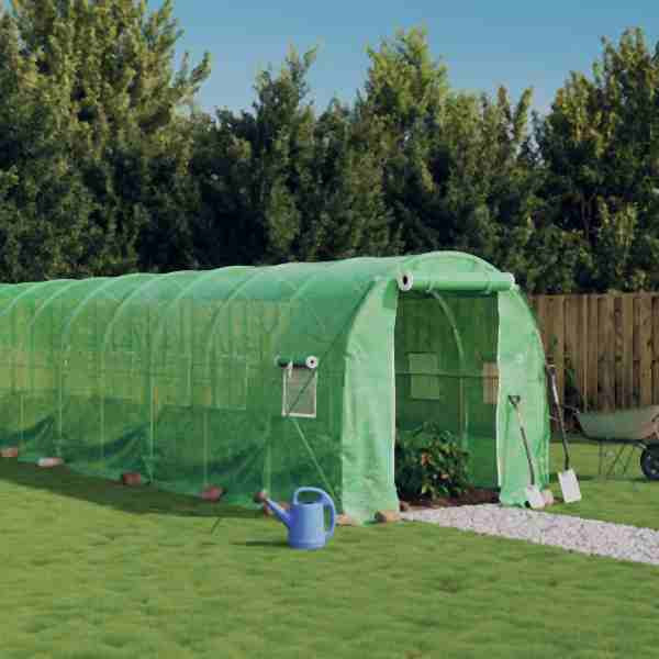 vidaXL Gewächshaus mit Stahlrahmen Grün 12 m² 6x2x2 m, 3188018